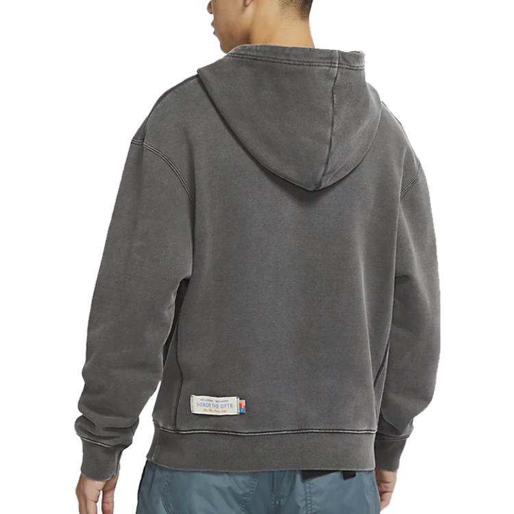 Men's Air Jordan Solid Color Printing Hooded Long Sleeves Gray DJ7974-236