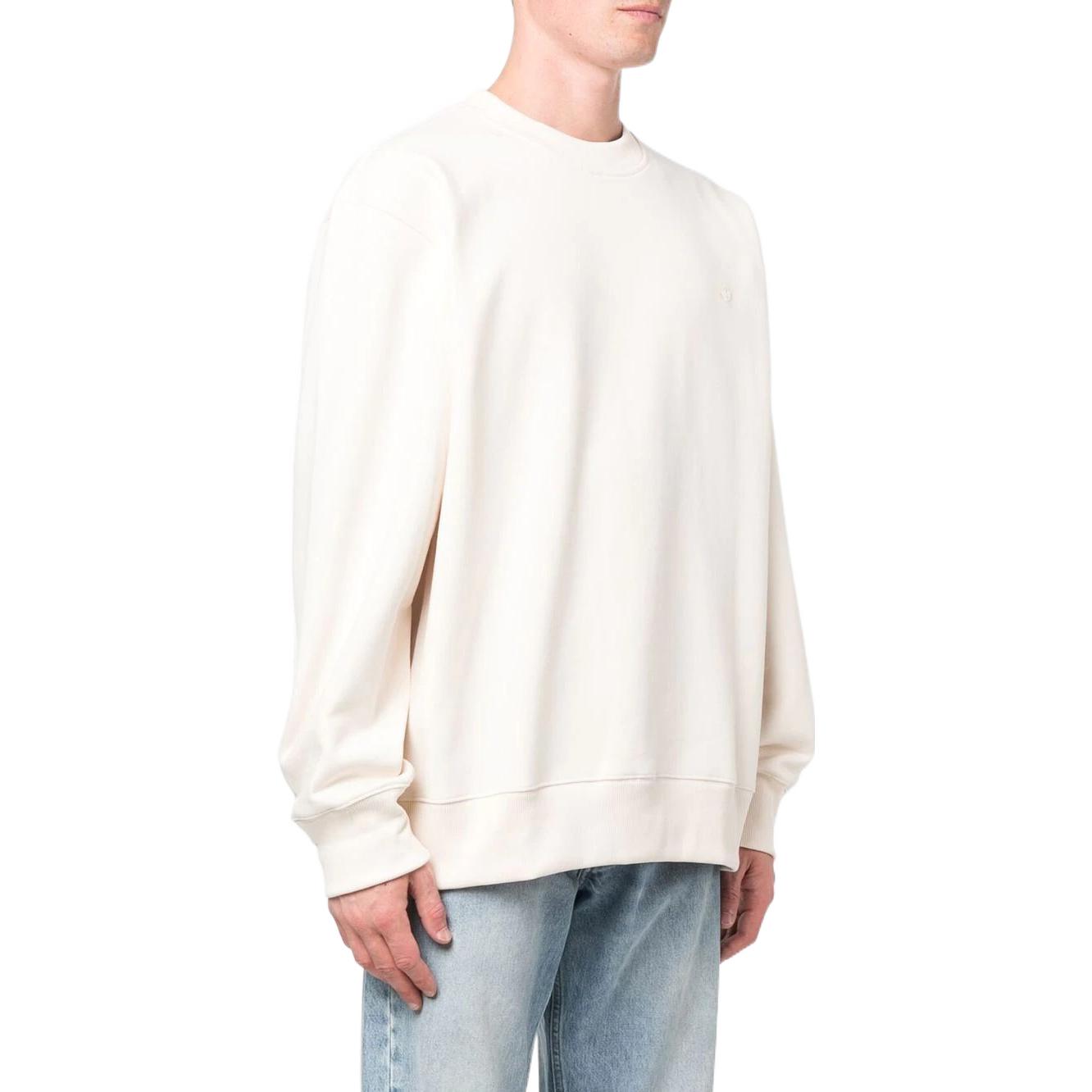 Men's adidas originals Solid Color Round Neck Pullover Hoodless Beige HK0305