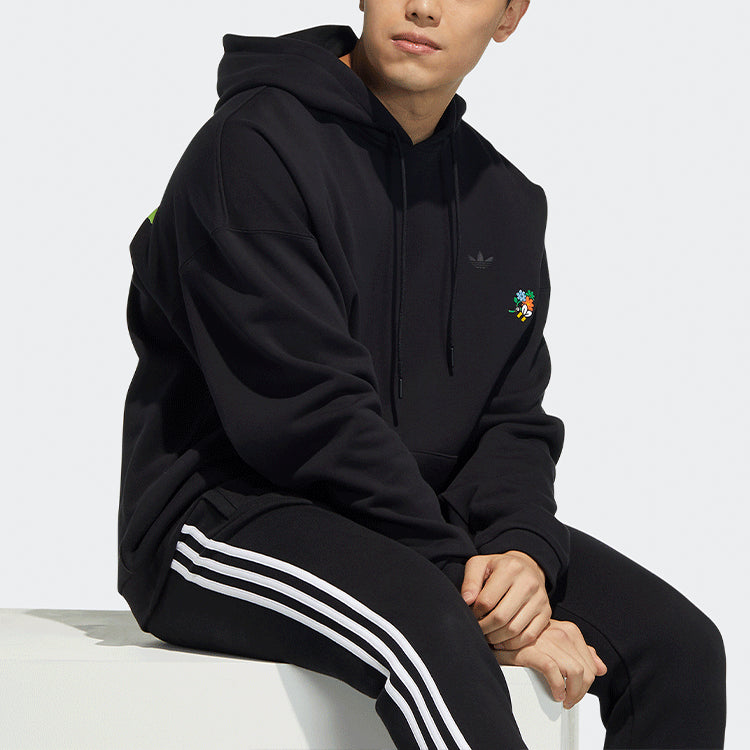Men's adidas originals x Melting Sadness Crossover Sports Hooded Pullover Long Sleeves Black HB6864