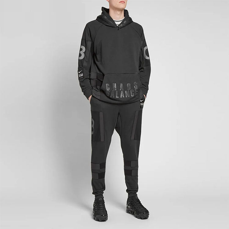 Men's Nike x UNDERCOVER Crossover Solid Color Alphabet Printing Sports Hoodie Pants Suit Autumn Black / Black BV7138-010