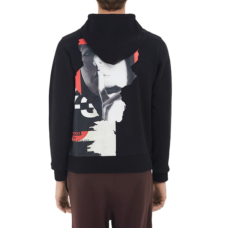 Men's Y-3 Logo Printing Casual Zipper Hooded Jacket Black GK4402