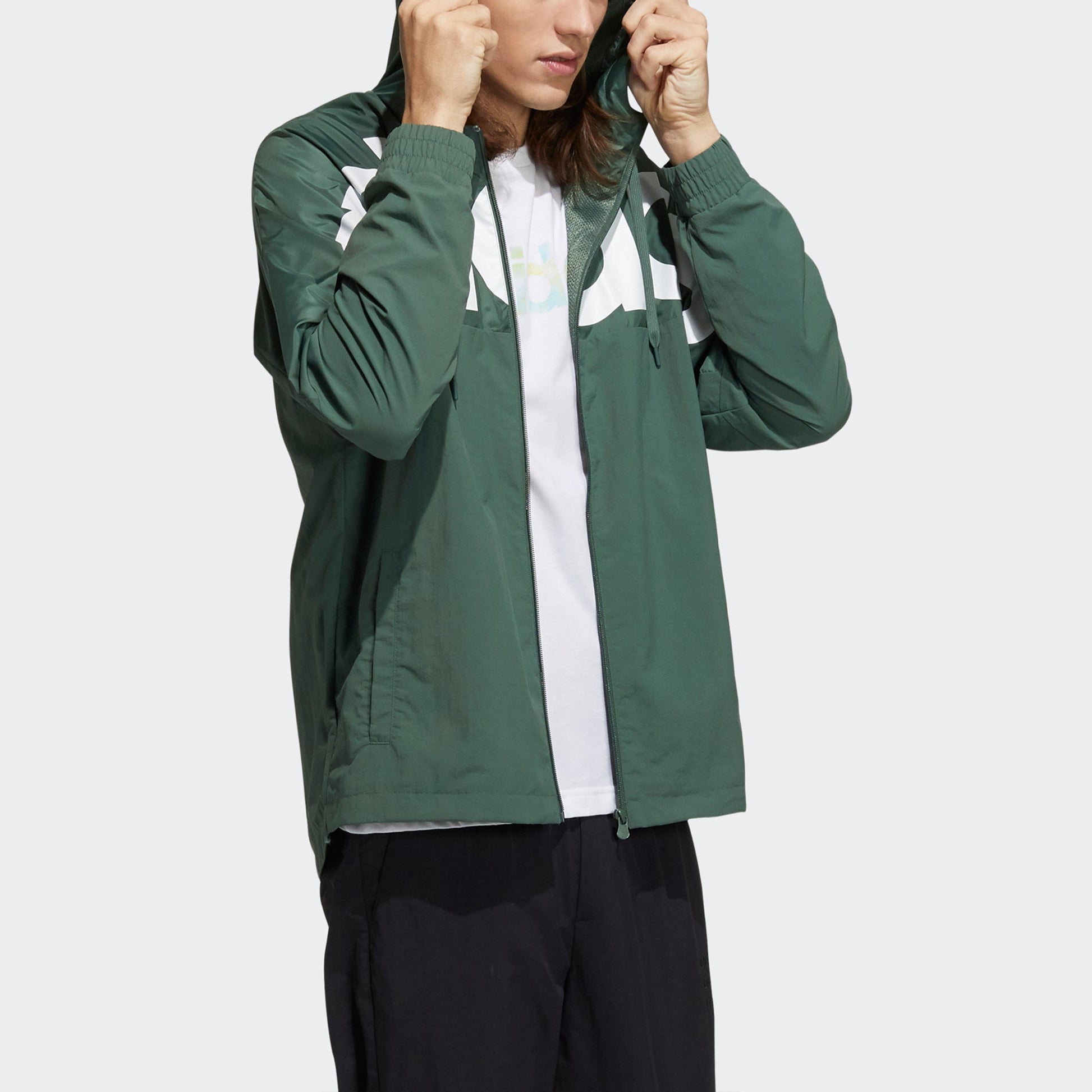 adidas neo M Icons C+ Wb Casual Sports Alphabet Logo Printing Hooded Jacket Green H14224