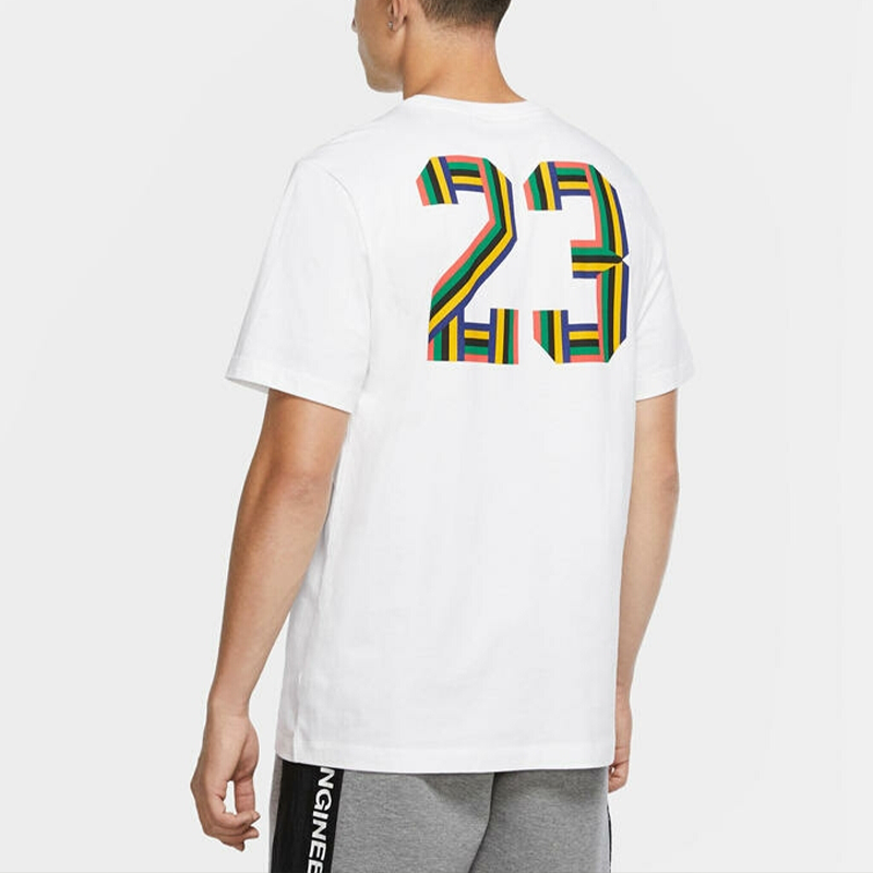 Air Jordan Solid Color Round Neck Printing Short Sleeve White DN1469-100