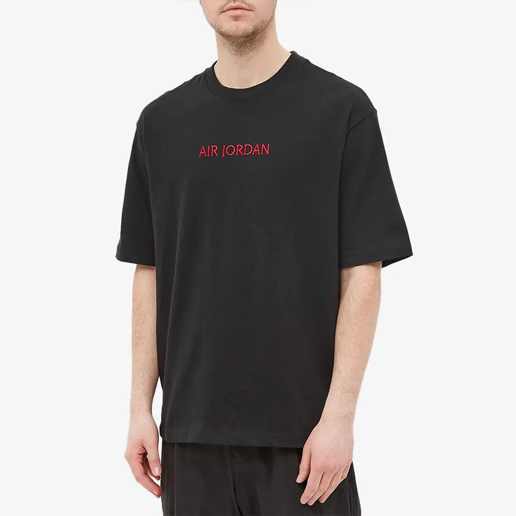 Air Jordan Embroidered Round Neck Sports Short Sleeve T-Shirt Men's Black DO6098-010