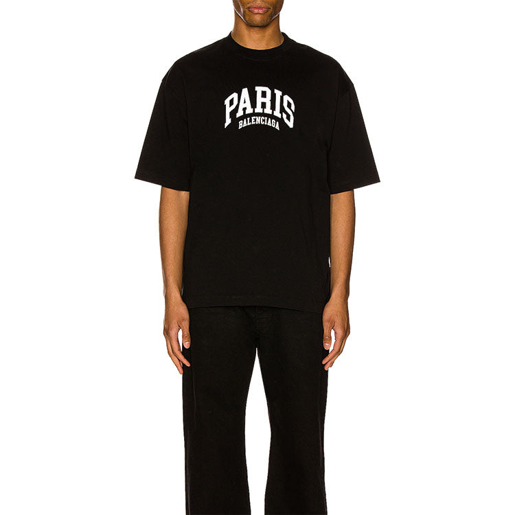 Balenciaga Cities Paris T-Shirt Medium Fit 'Black' 612966TLVL71070