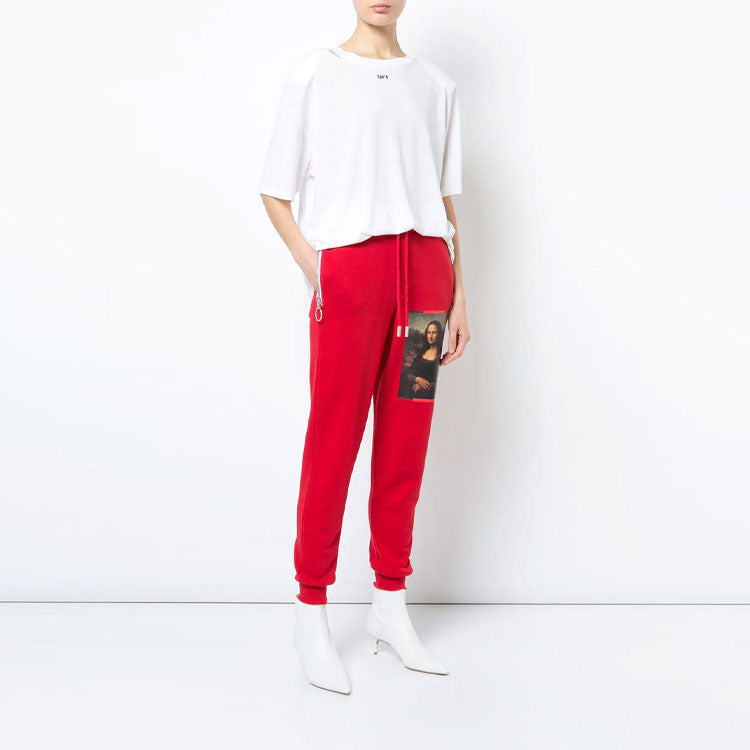 (WMNS) Off-White Printed Back Slit Crewneck Oversized T-shirt White OWAA035R184040060140