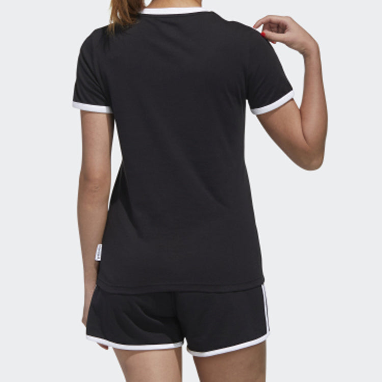 (WMNS) adidas neo Yellow Crossover Sports Short Sleeve Black GL7212