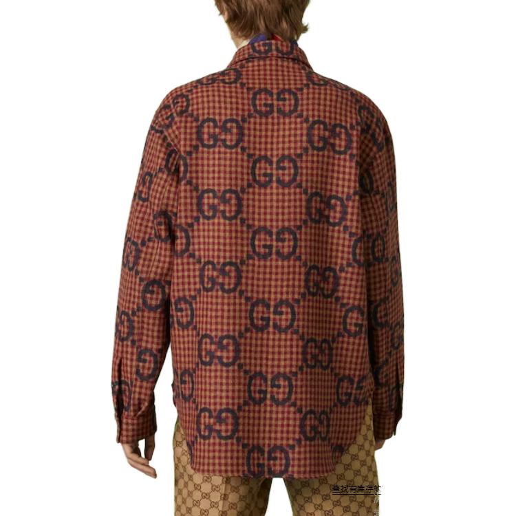 Gucci Maxi GG Gingham Wool Shirt 'Red Blue' 756842-ZAOBM-6253