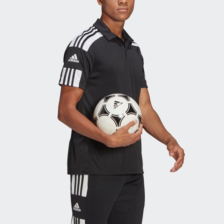 adidas Alphabet Logo Stripe Printing Short Sleeve Black Polo Shirt GK9556