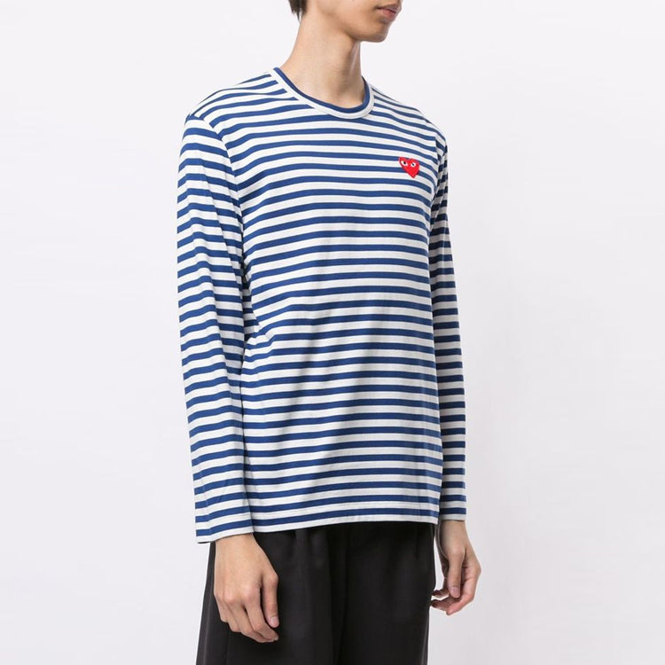 COMME des GARCONS PLAY Striped Big Heart Long-Sleeve T-Shirt 'Blue/White' AZ-T164-051-2