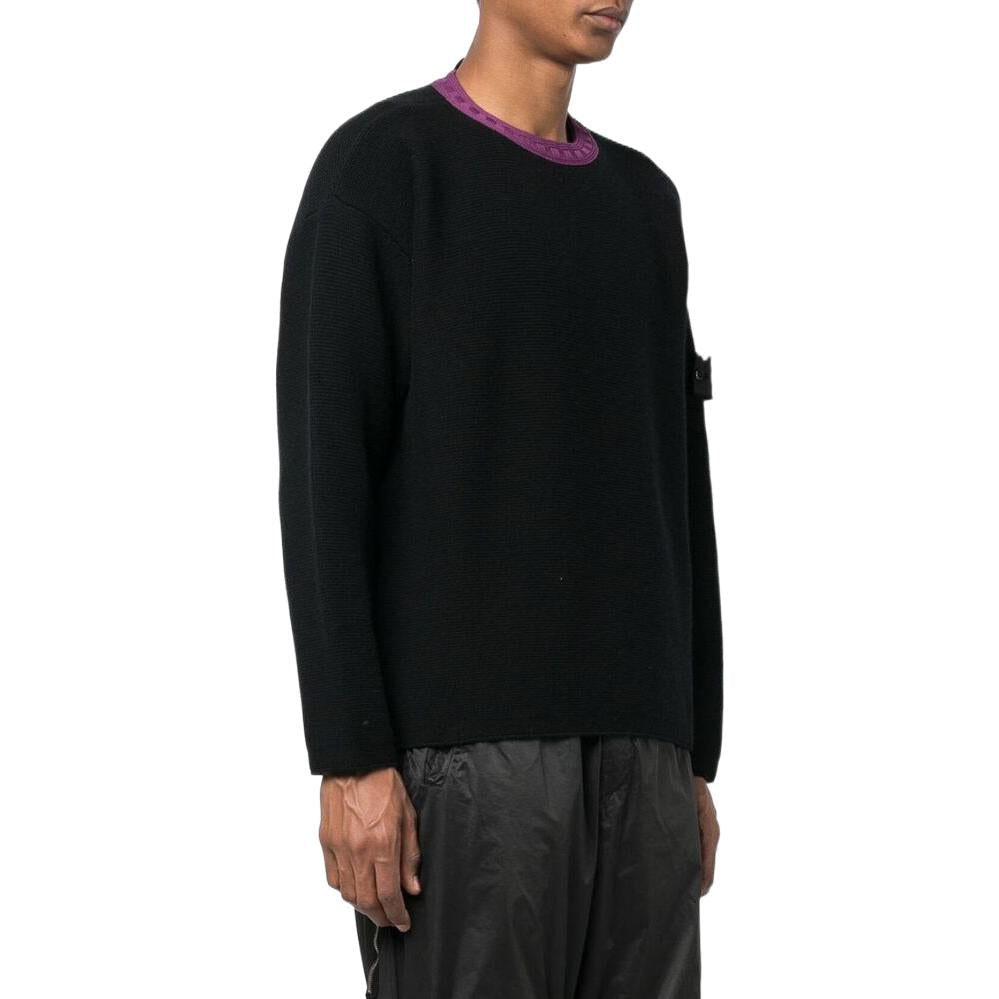 STONE ISLAND Shadow Project Contrast Collar Crew Knit 'Black' 77195042U-V2029