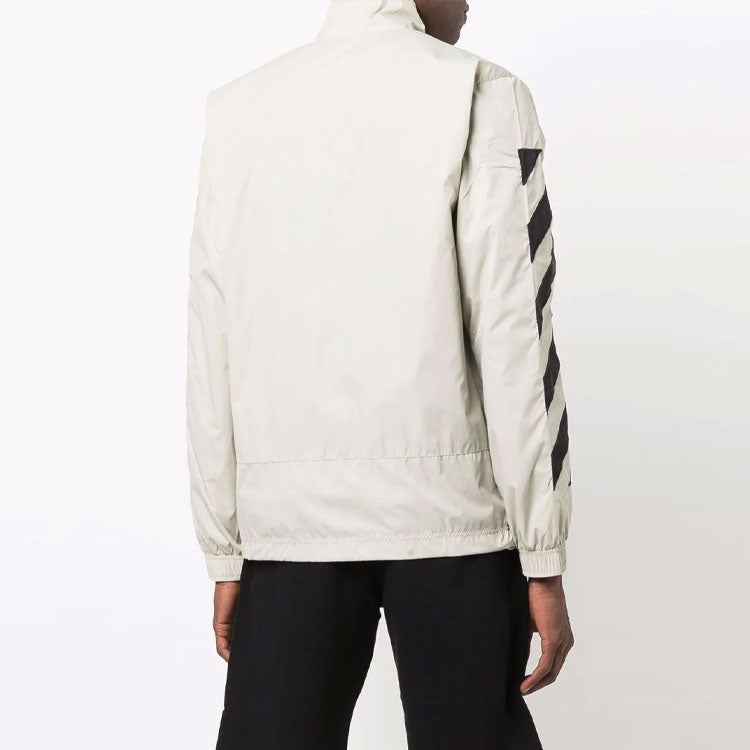 Men's Off-White SS21 Diagonal Stripes Pattern Printing Jacket Beige OMBD022F21FAB0011710