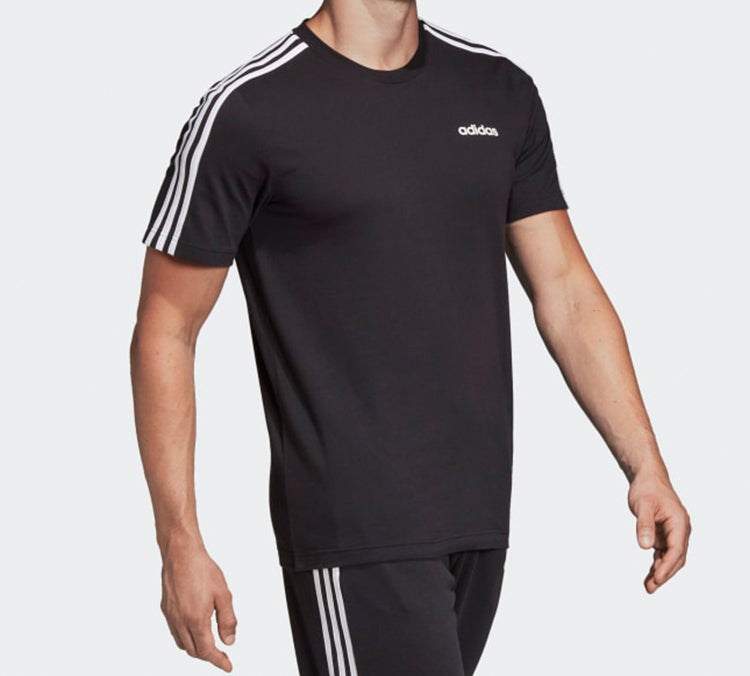 adidas Stripe Casual Sports Round Neck Short Sleeve Black DQ3113