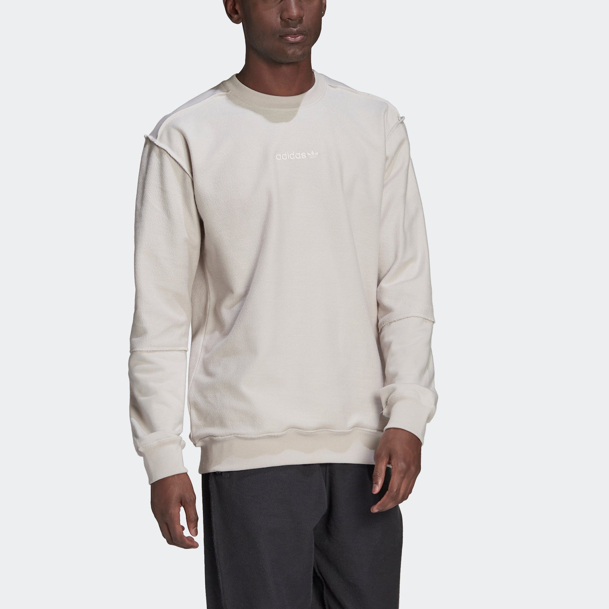 Men's adidas originals Round Neck Pullover Sports Gray Pearl Pink HP0438