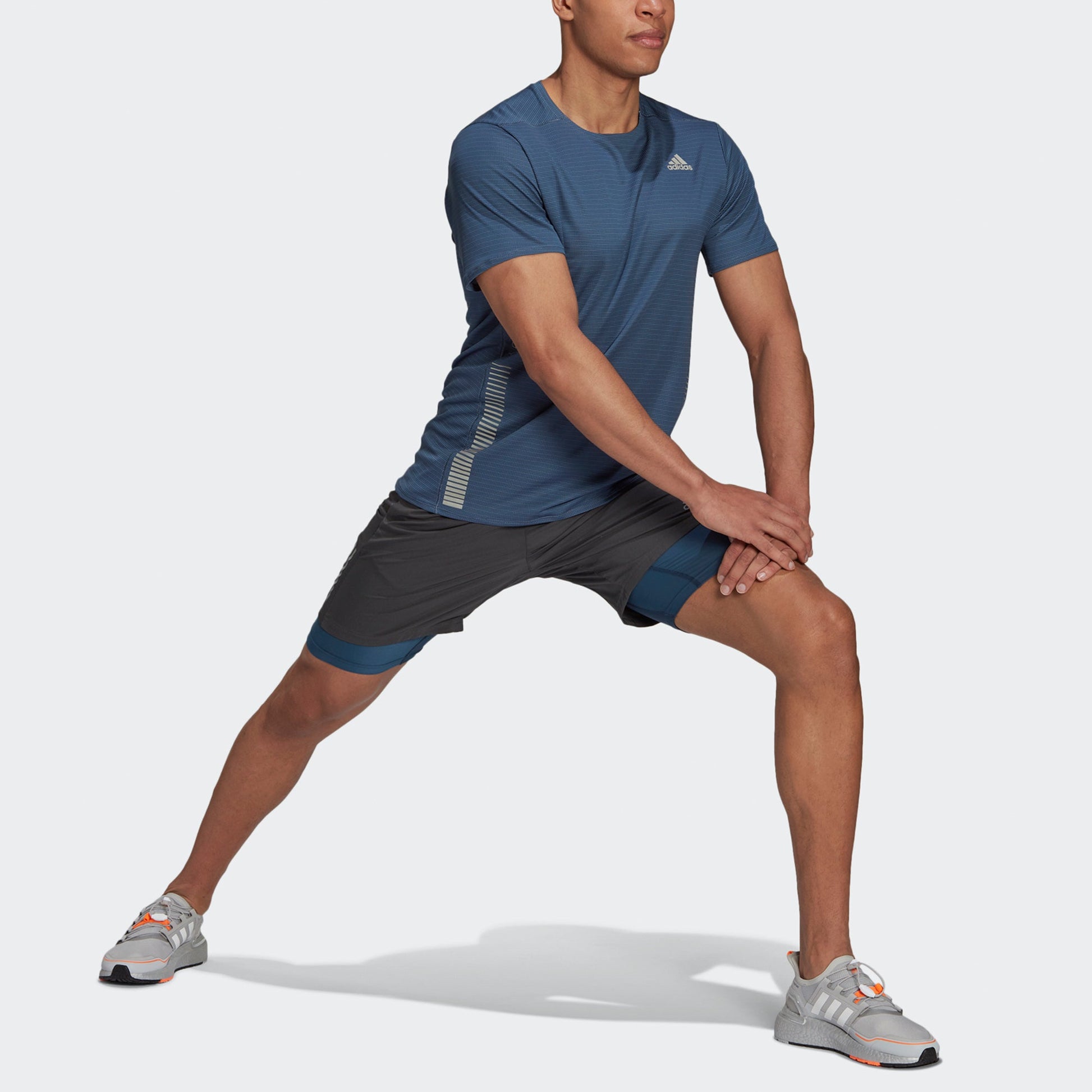 adidas Premium Tee M Reflective Running Sports Short Sleeve Blue H32557