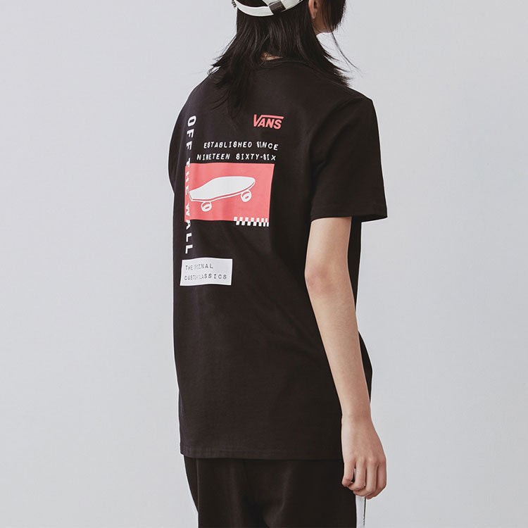 (WMNS) Vans Skateboard Logo Printing Short Sleeve Black VN0A4BRQBLK