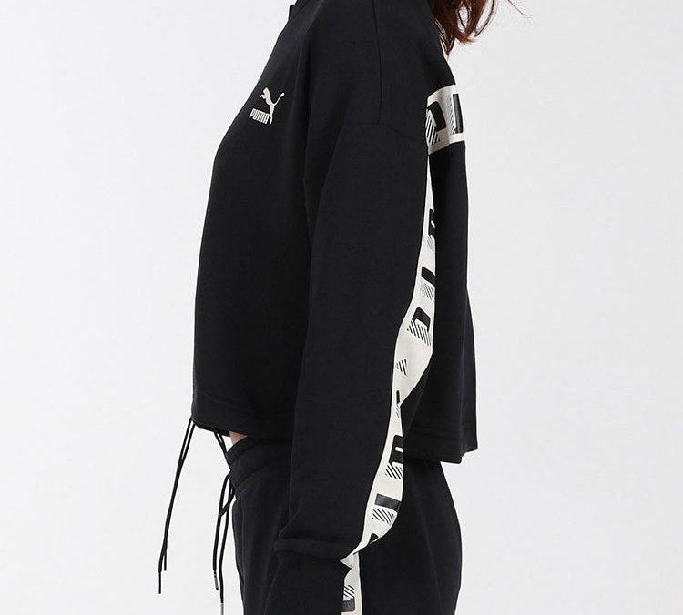 (WMNS) PUMA Knit Loose Pullover Black 578338-01