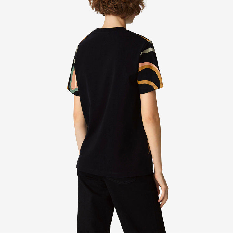 KENZO SS21 Pattern Printing Loose Round Neck Short Sleeve Black T-Shirt FB52TS9444SB-99