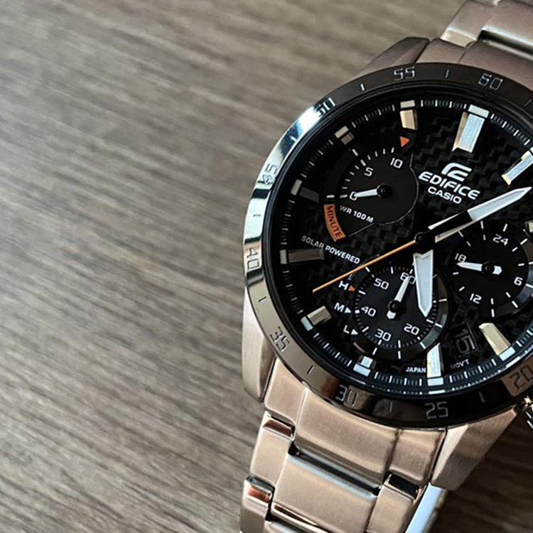 CASIO Waterproof Shockproof EDIFICE Solar Powered Quartz Sports Sapphire Crystal Mens Black Analog EQS-930DB-1AV