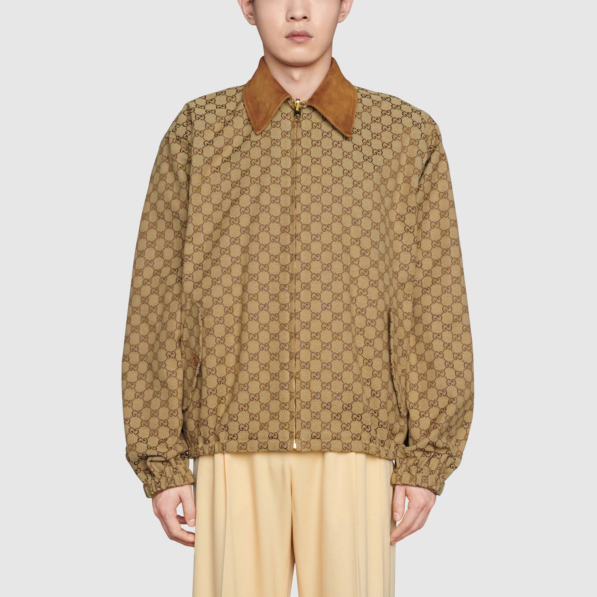 Men's Gucci FW21 Double Sided Retro GG Printing Jacket Light Brown 654842-Z8AN5-2109