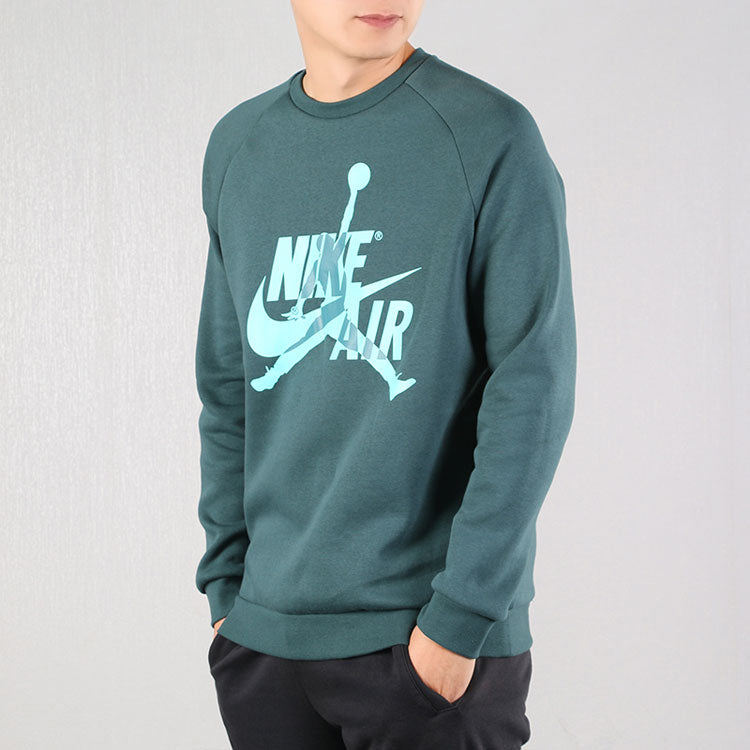 Air Jordan Casual Sports Round Neck Pullover Fleece Lined Green BV6007-303