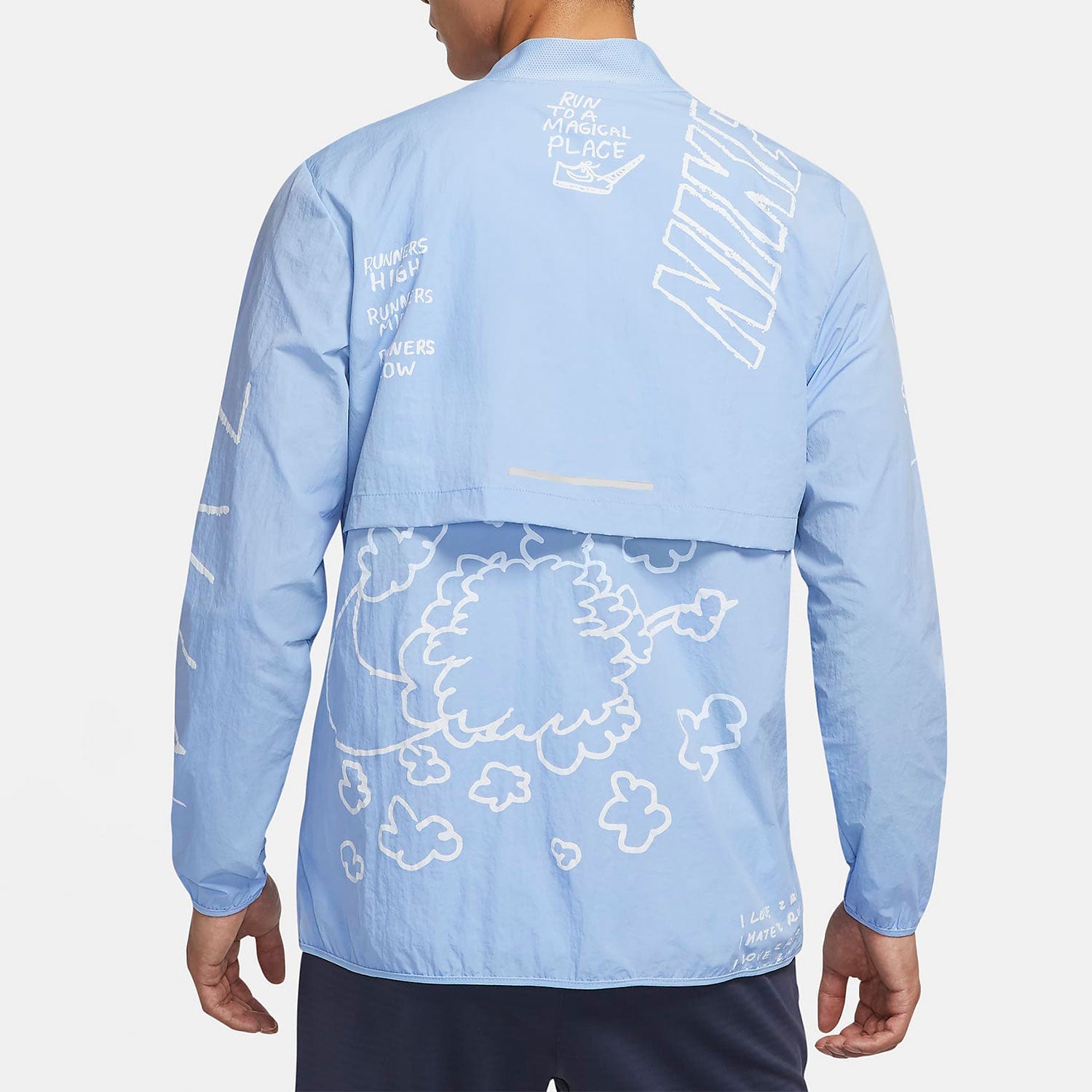 Nike As M Nk Run Pr Jkt Full Print Pattern Running Training Knit Sports Jacket Sky Blue AJ7760-468