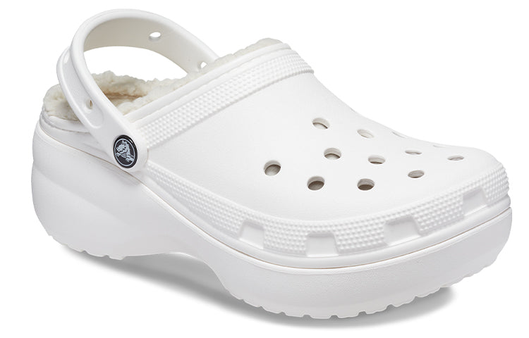 (WMNS) Crocs Classic Platform Lined Clogs 'White' 207938-100