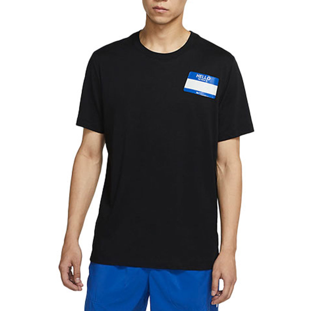 Nike Dri-FIT Back Cartoon Alphabet Pattern Printing Round Neck Breathable Running Short Sleeve Black DO0771-010