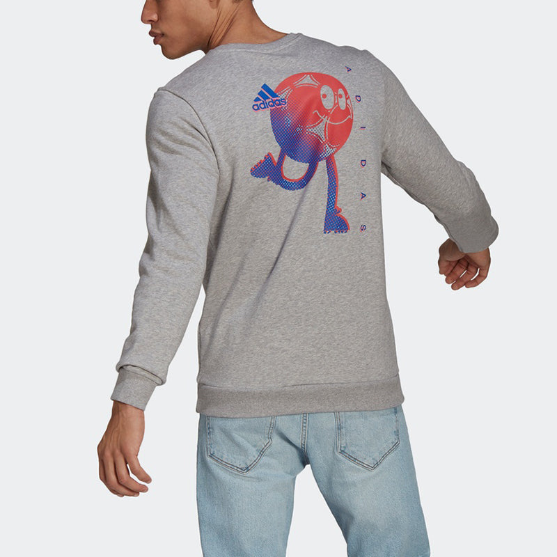 adidas Lil Crew M Soccer/Football Sports Printing Round Neck Pullover Gray GN6886