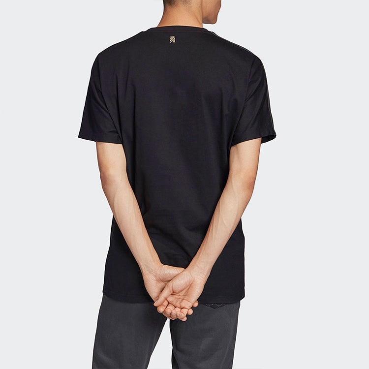 adidas Mufc Cny Tee Logo Alphabet Printing Round Neck Short Sleeve Black FH8544