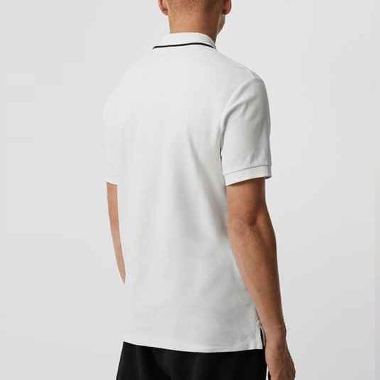 Men's Burberry Embroidered Logo Short Sleeve Polo Shirt White 80059381