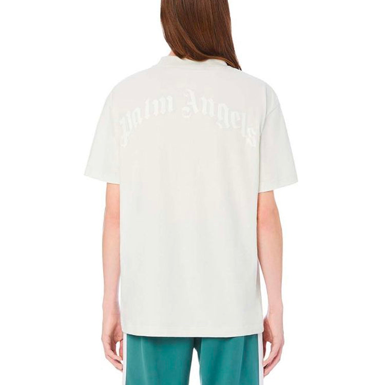 Men's PALM ANGELS Teddy Bear Pattern Printing Round Neck Short Sleeve White PMAA001E20JER0044401