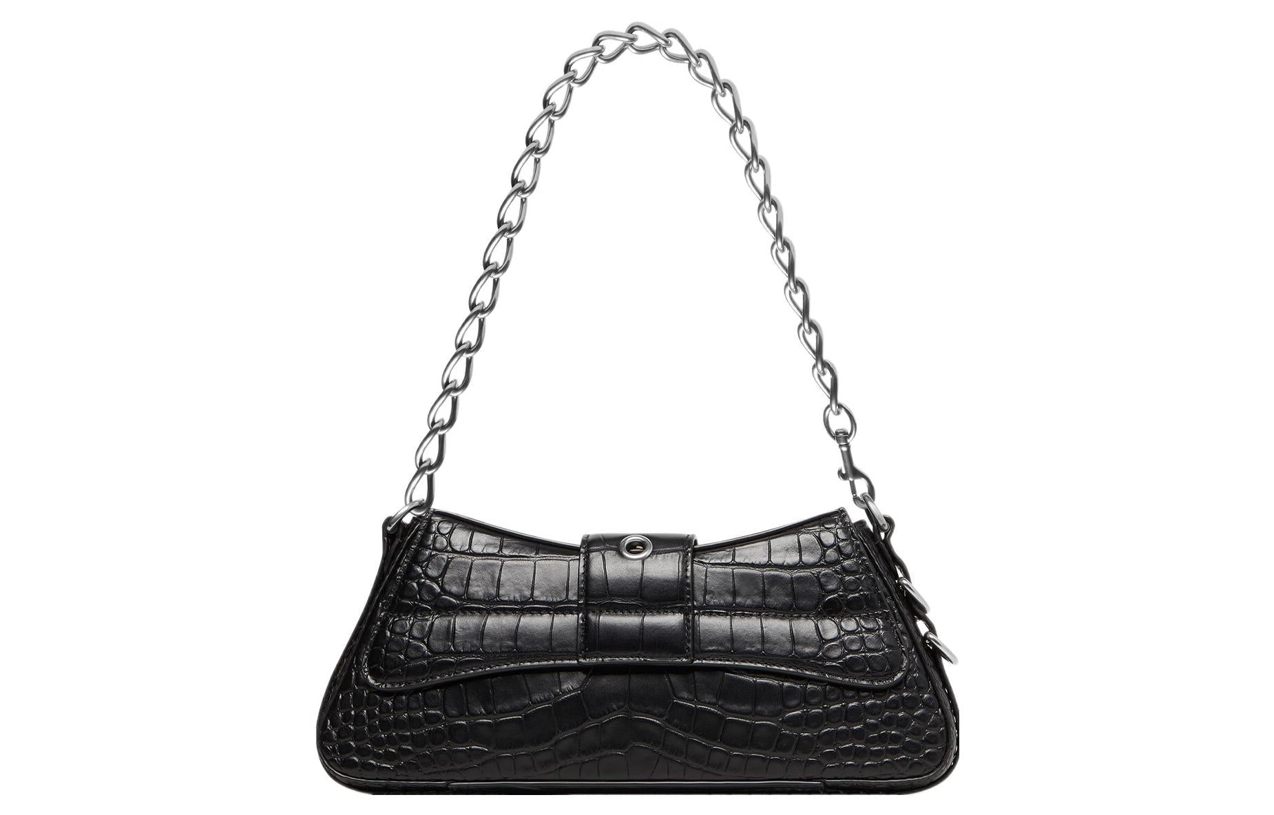 (WMNS) Balenciaga Lindsay Small Crocodile Embossed Shoulder Bag 'Black' 701141210C91000