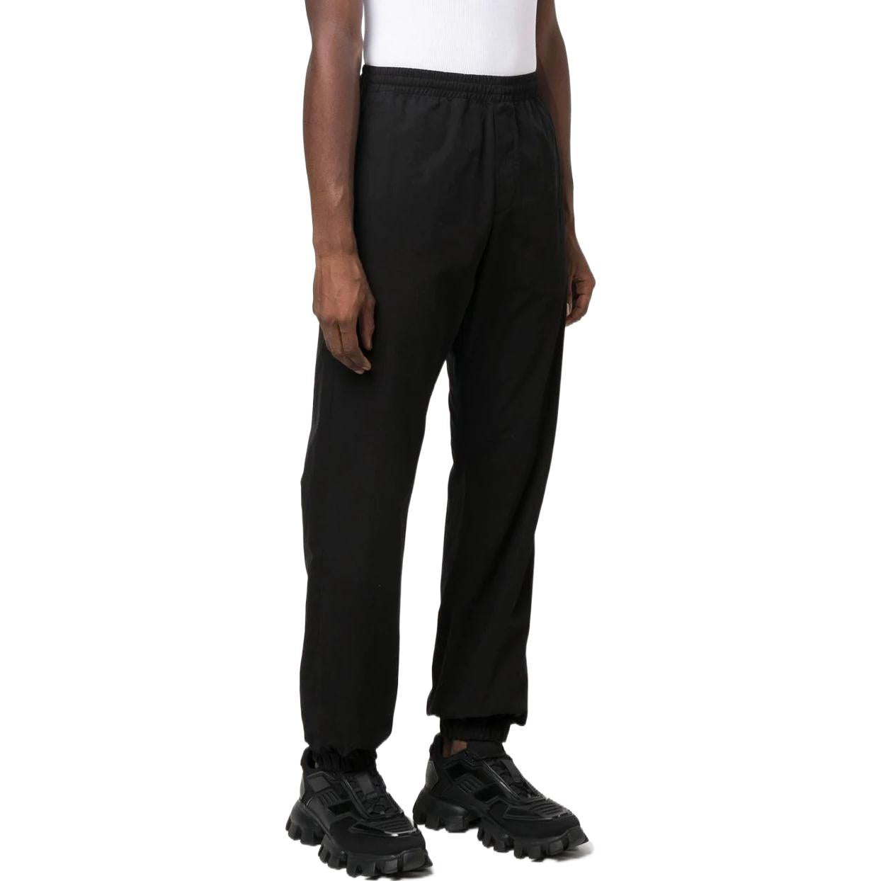 Men's Off-White Solid Color Plain Weave Knit Bundle Feet Sports Pants/Trousers/Joggers Black OMCA226F22FAB0011010