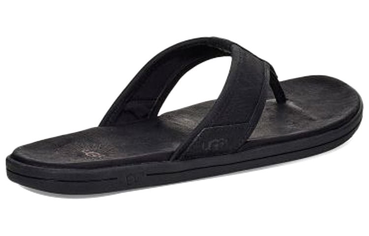 UGG Seaside Flip Leather Cowhide Slipper Black 1102690-BLK