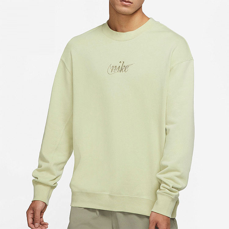 Men's Nike Embroidered Logo Sports Round Neck Pullover Green DR7836-371