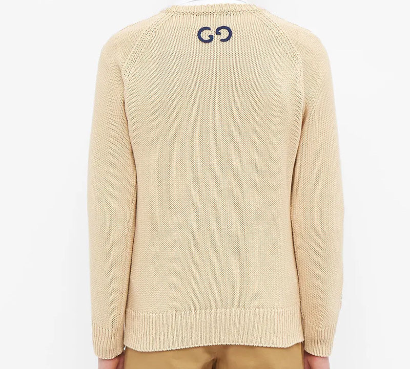 Gucci Retro Ribbed Knitted Sweater For Men Beige 614727-XKBA3-9166