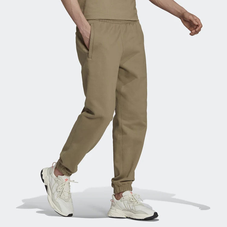 Men's adidas originals Logo Solid Color Bundle Feet Sports Pants/Trousers/Joggers Brown H62547