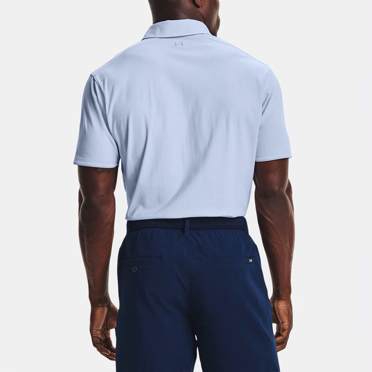 Men's Under Armour Luxe Casual Breathable Golf Sports Short Sleeve Polo Shirt Blue 1366250-438