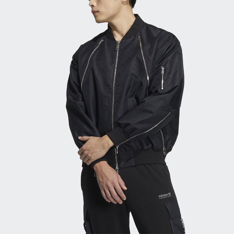 adidas originals Zipper Jkt Solid Color Sports Jacket Black HL6492