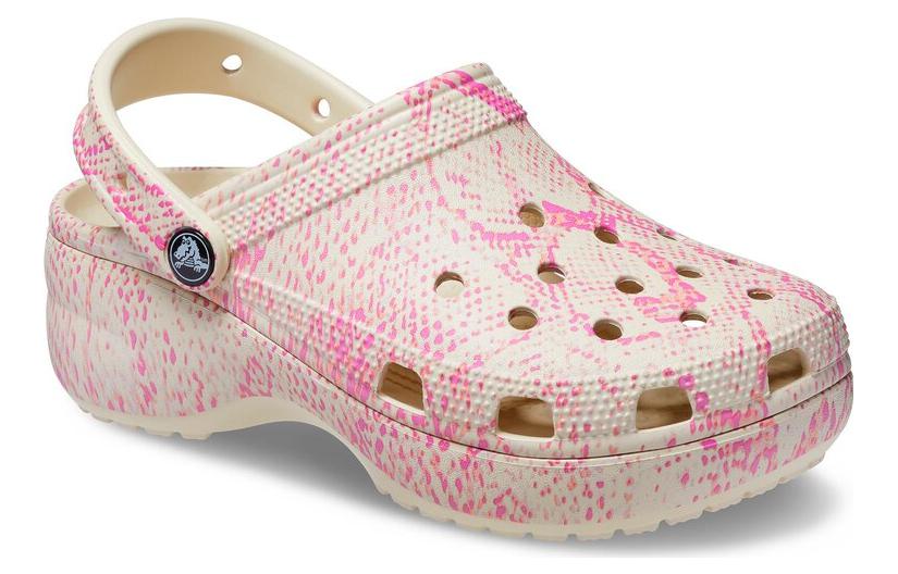 (WMNS) Crocs Classic Platform Snake Print Clogs 'Pink' 207328-2Y3