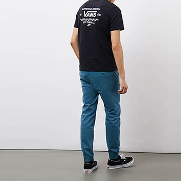 Men's Vans Alphabet Pattern Printing Loose Short Sleeve Black VN0A3ZN9BLK