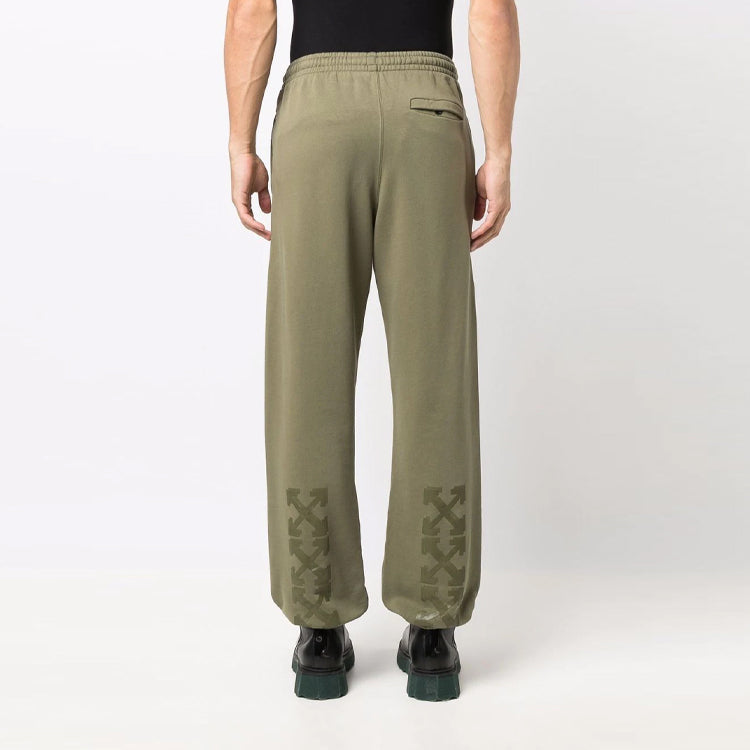 Men's Off-White FW21 Elastic Waistband Solid Color Sports Pants/Trousers/Joggers Loose Fit Green OMCH029F21FLE0015555