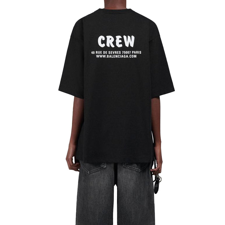 Balenciaga Crew Printing Loose Short Sleeve Black 620941TIV741070