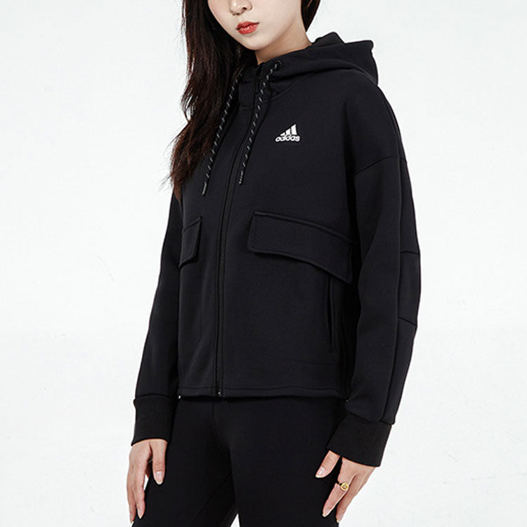 (WMNS) adidas Sports Running Training Knit Black Jacket H07375