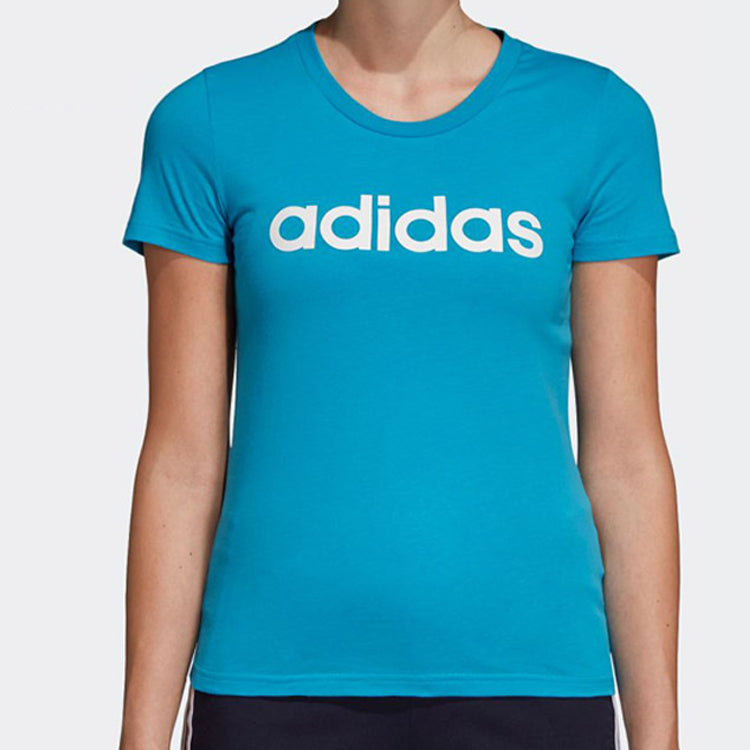 (WMNS) adidas Alphabet logo Printing Short Sleeve Blue DU0630