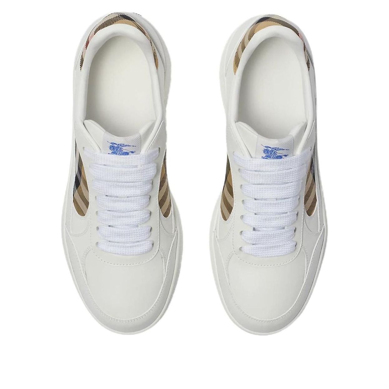 Burberry 26 Leather and Check Terrace Sneakers 'White Sand' 81086491