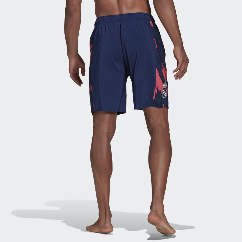 adidas real Madrid Soccer/Football Sports Training Patchwork Print Shorts Navy Blue GM8981