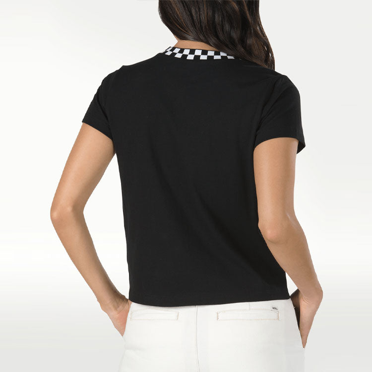 (WMNS) Vans x Disney Crossover Grid Mickey Round Neck Short Sleeve Black VN0A3UHFBLK