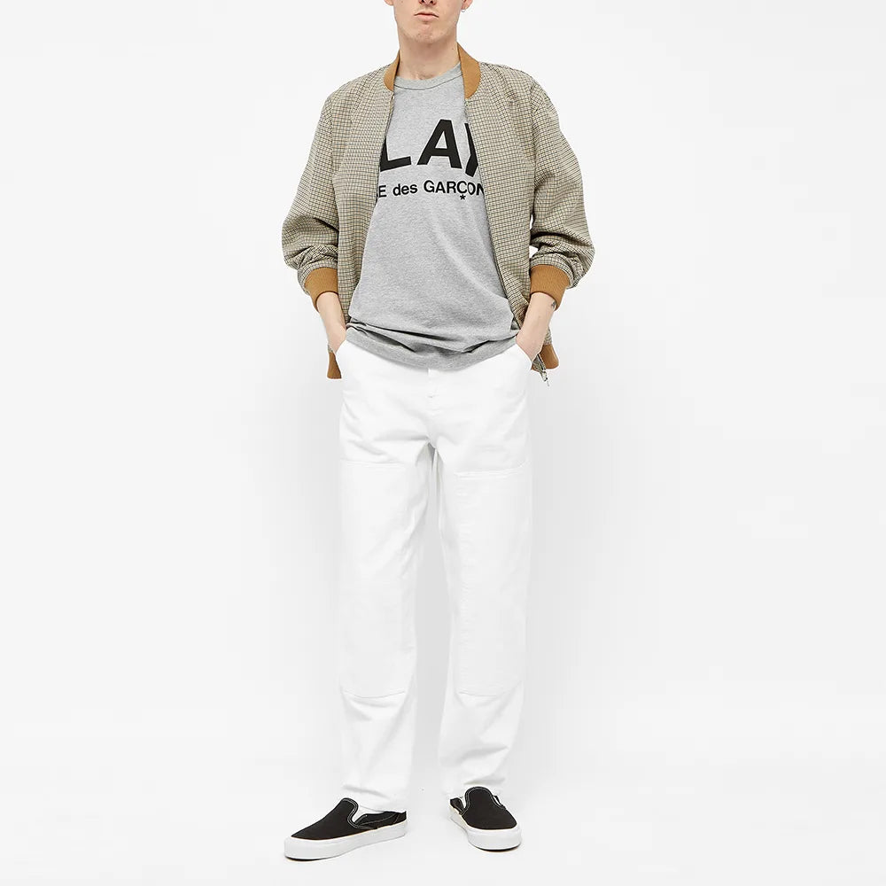 COMME des GARCONS PLAY Word Logo Short Sleeve Gray Black P1T080-1